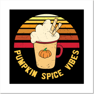 Retro Pumpkin Spice Vibes Funny Pumpkin Spice Lover T-shirt | Thanksgiving Gift Posters and Art